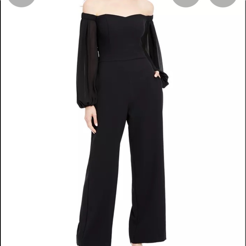 Vince Camuto Black Off-Shoulder Jumpsuit - Picture 2 of 6
